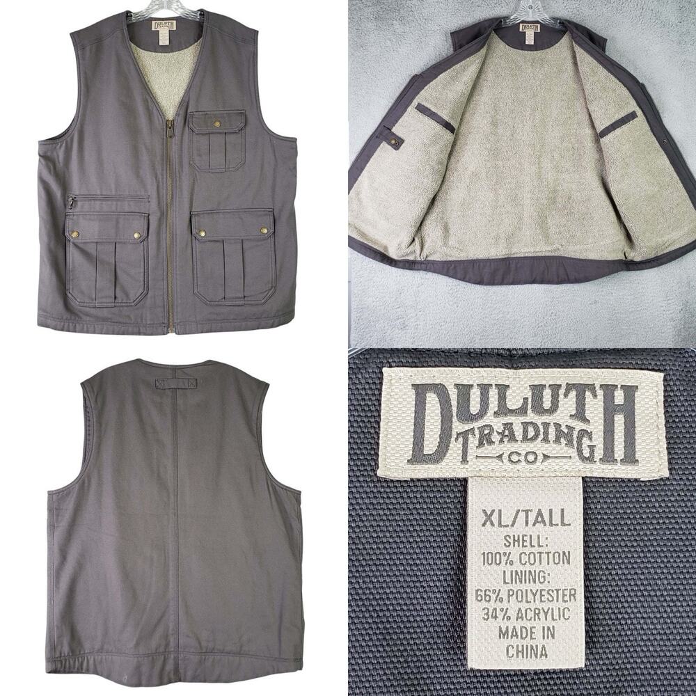 Duluth Trading Iron Range Fire Hose Sherpa Lined Vest Jacket Full Zip XL Tall